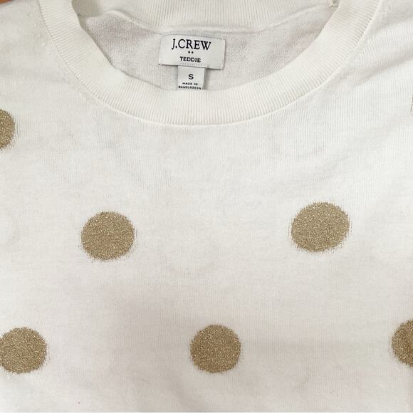 J. CREW Teddie Crewneck cream sweater with gold metallic dots - Picture 7 of 7